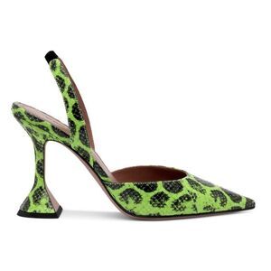 Amina Muaddi Holliayer Green Snake Slingback Heels EU 36.5/ US 6.5